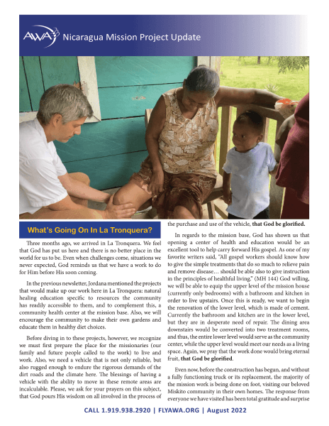 Nicaragua Mission Project Update